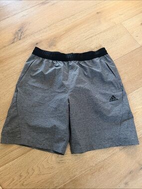 adidas Men’s Heather Gray Athletic Shorts with Black Waistband
